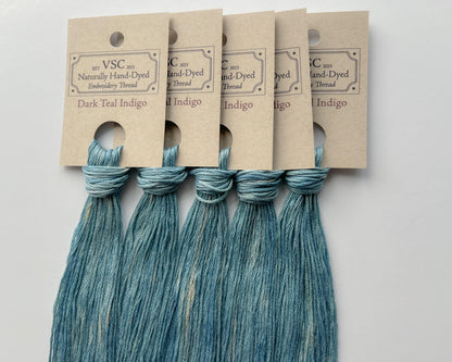 Dark Teal Indigo - Naturally Hand-Dyed Embroidery Floss - Vera's Stitching Corner