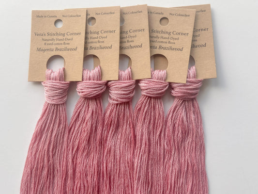 Magenta Brazilwood - Naturally Hand-Dyed Embroidery Floss - Vera's Stitching Corner