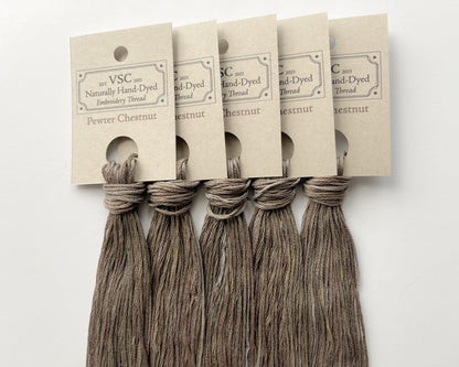 Pewter Chestnut - Naturally Hand-Dyed Embroidery Floss - Vera's Stitching Corner