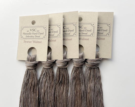 Pewter Walnut - Naturally Hand-Dyed Embroidery Floss - Vera's Stitching Corner