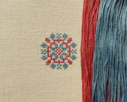 Red and Blue Circle - Thread Pack (2 skeins) - Vera's Stitching Corner